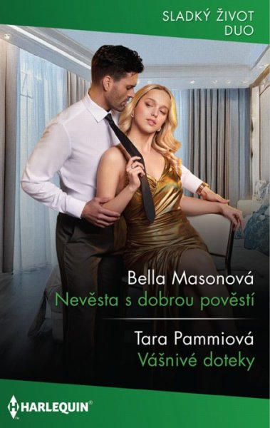 Nevěsta s dobrou pověstí (Bella Masonová) - Julian může pro Lily představovat lístek na svobodu!<br>
Pokud dokáží spolu svět přesvědčit, že se zasnoubili, nebude si muset vzít muže, kterého si sama nevybrala!<br>
Spojením s Lily – příslušnicí sanfranciské obchodnické smetánky –, může Julian proniknout na samý vrchol podnikatelského úspěchu. A to je to jediné, na čem mu záleží!<br>
Jenže stačí několik nocí strávených v Lilyině náručí a Julianovy obranné zdi se zhroutí. Ale dokáže ho Lily přesvědčit, aby do svého života vpustil lásku?<br>
<br>
Vášnivé doteky (Tara Pammiová) - Kim rozhodně nebyla připravená na to, že jí zničehonic do života vstoupí – znovu! – Diego, její manžel! A že když odejde, zůstane po něm jenom spáleniště. Zůstanou po něm jenom trosky jejího dokonale naplánovaného života.<br>
Diego se vrátil jenom proto, aby se naposledy popásl pohledem na ženě, která byla ochotná obětovat se pro všechno, jenom ne pro jejich vztah.<br>
Jenže pak zjistil, že odejít od ní už nemůže.<br>
<br>
<br>
<br>
Kat. číslo: 397 J 08/25 <br>
Rozsah: 320 stran <br>
Cena: 150 Kč <br>
Cena pro vás: 139 Kč