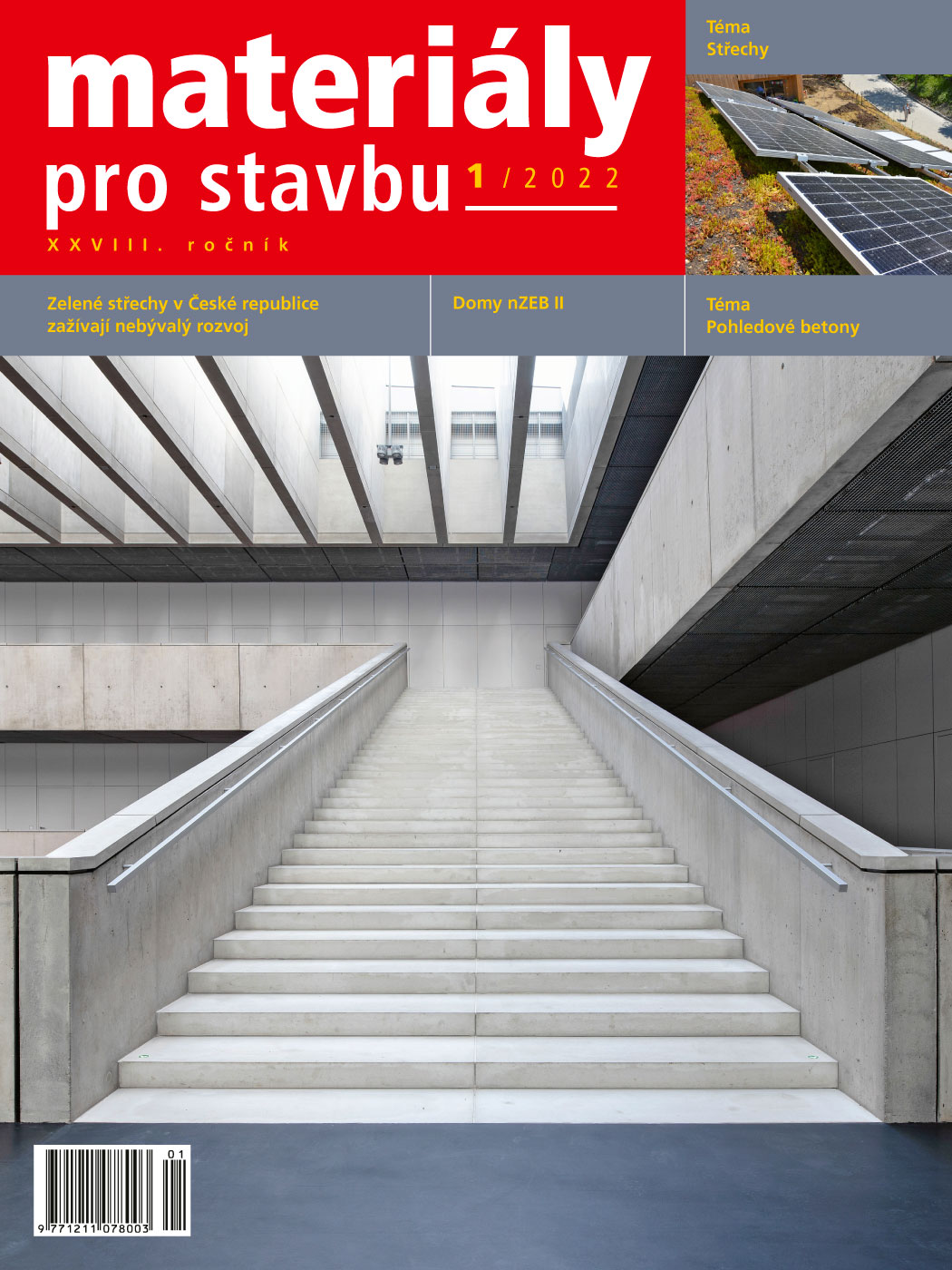 obálka časopisu Materiály pro stavbu 1/2022