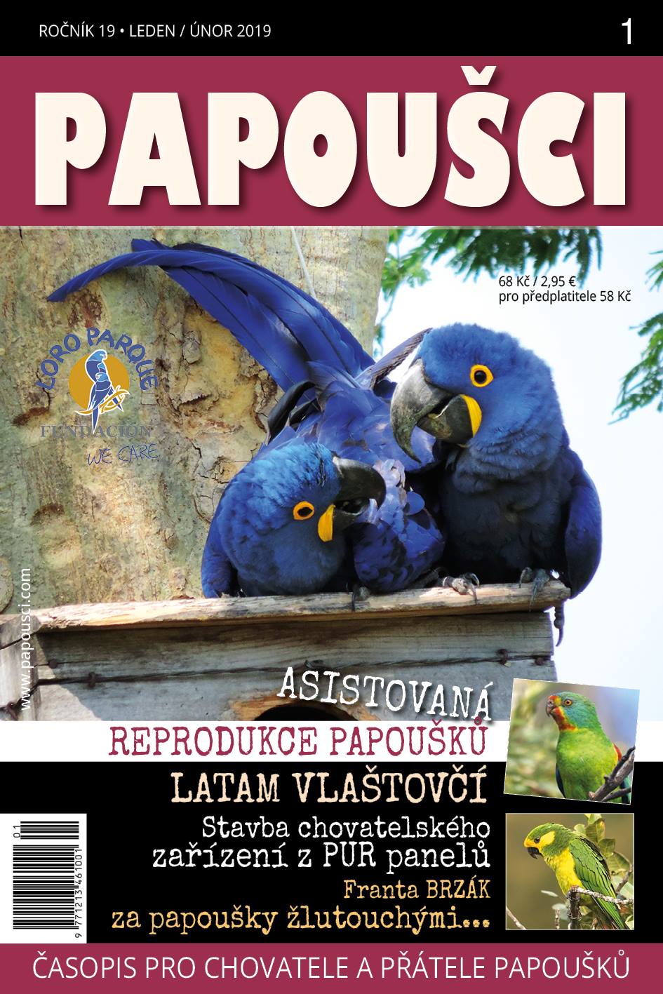 obálka časopisu Papoušci 1/2019