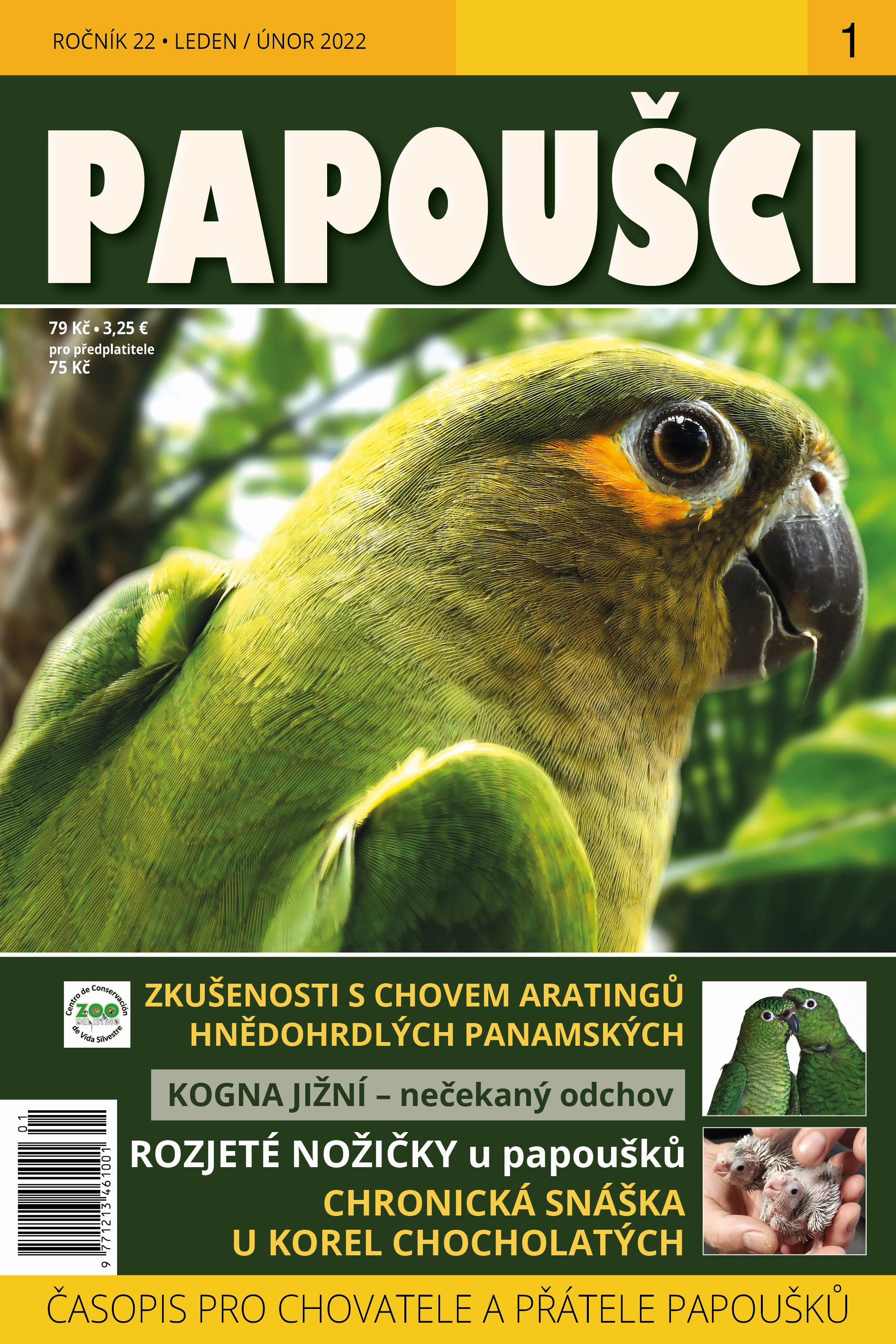 obálka časopisu Papoušci 1/2022