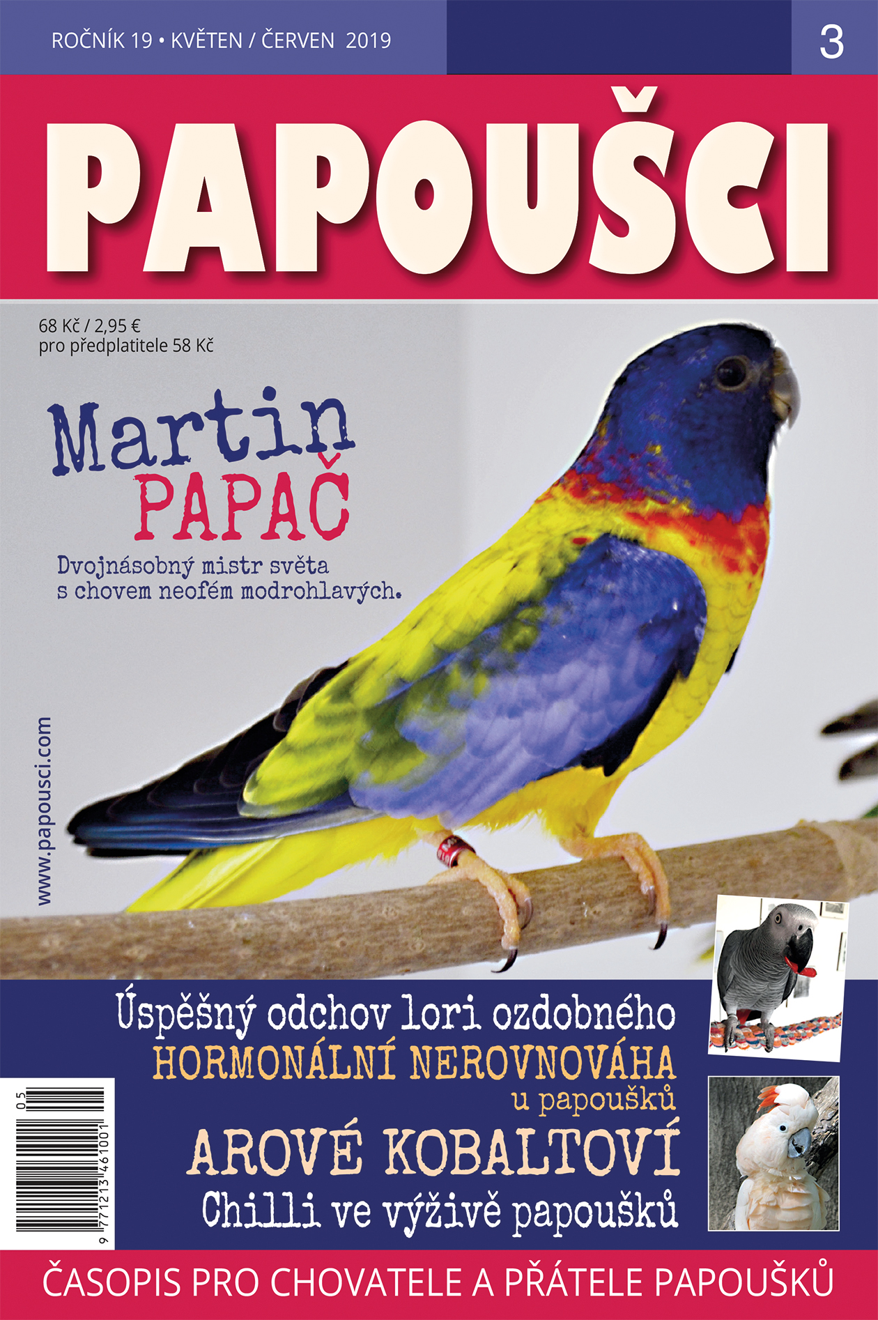 obálka časopisu Papoušci 3/2019