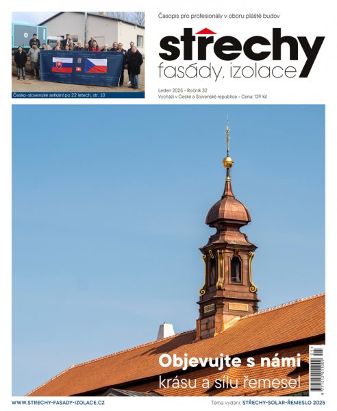 obálka časopisu Střechy, Fasády, Izolace 1/2025