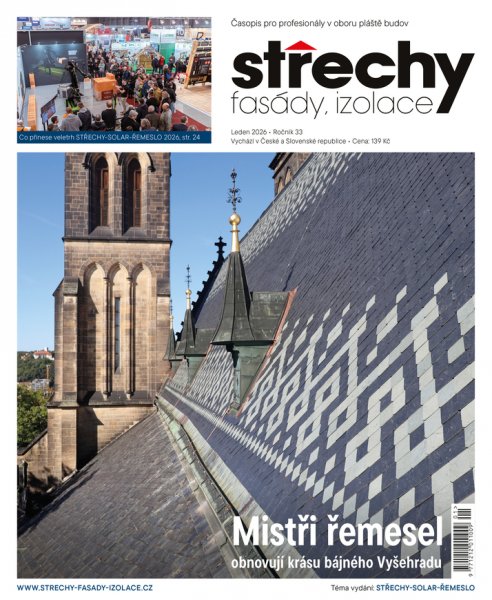 obálka časopisu Střechy, Fasády, Izolace 1/2026