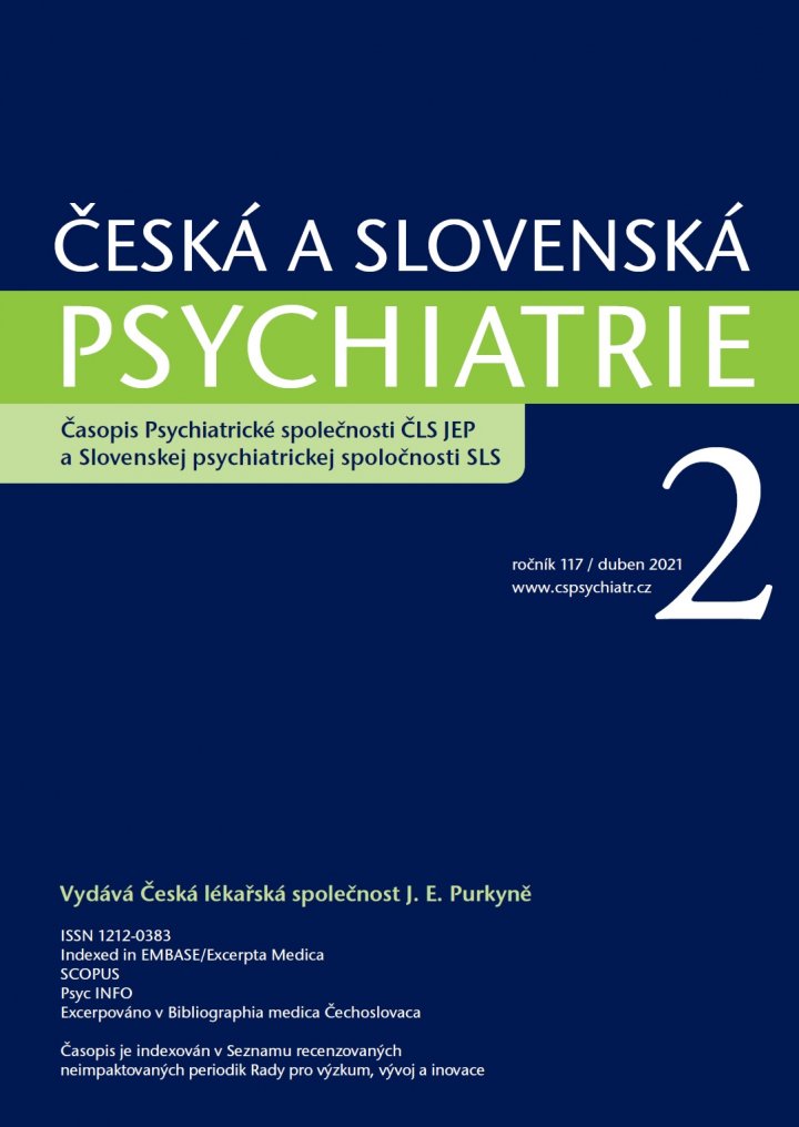 titulní strana časopisu Česká a slovenská psychiatrie a jeho předplatné