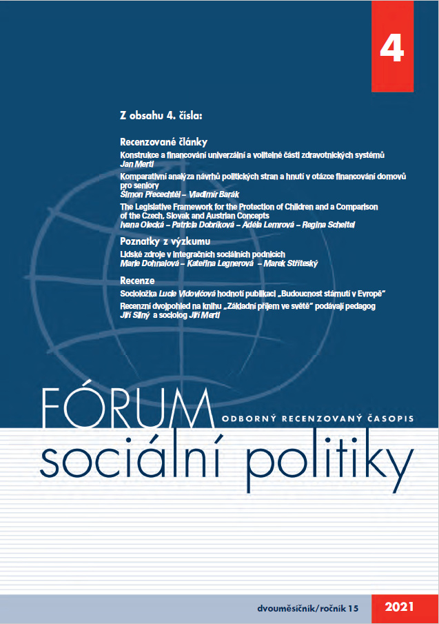 titulní strana časopisu Fórum sociální politiky a jeho předplatné
