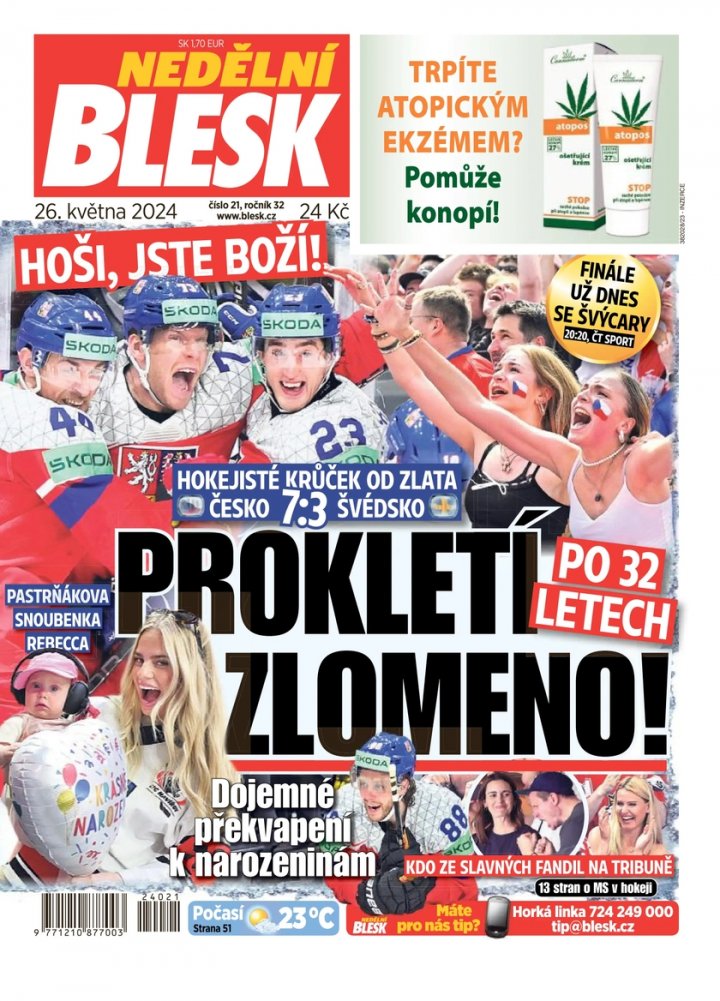 titulní strana časopisu NEDĚLNÍ BLESK a jeho předplatné