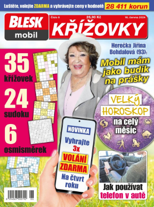 titulní strana časopisu BLESK MOBIL KŘÍŽOVKY a jeho předplatné