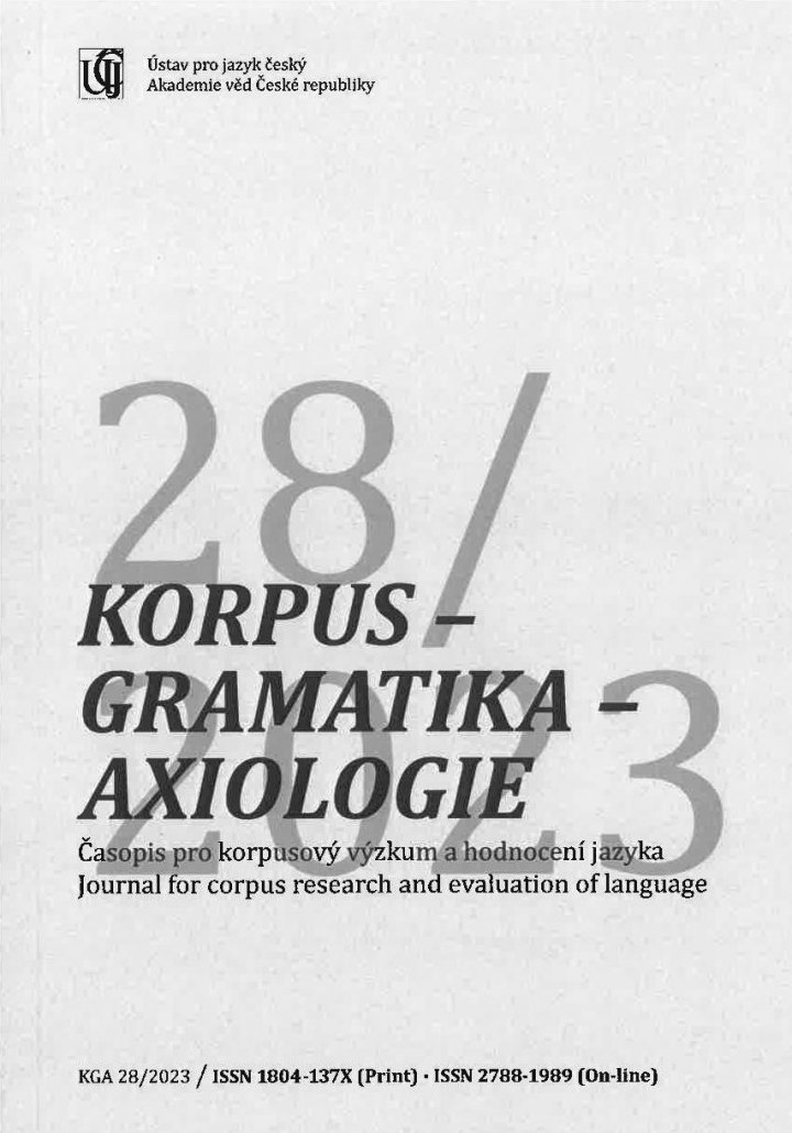 titulní strana časopisu Korpus - gramatika - axiologie a jeho předplatné