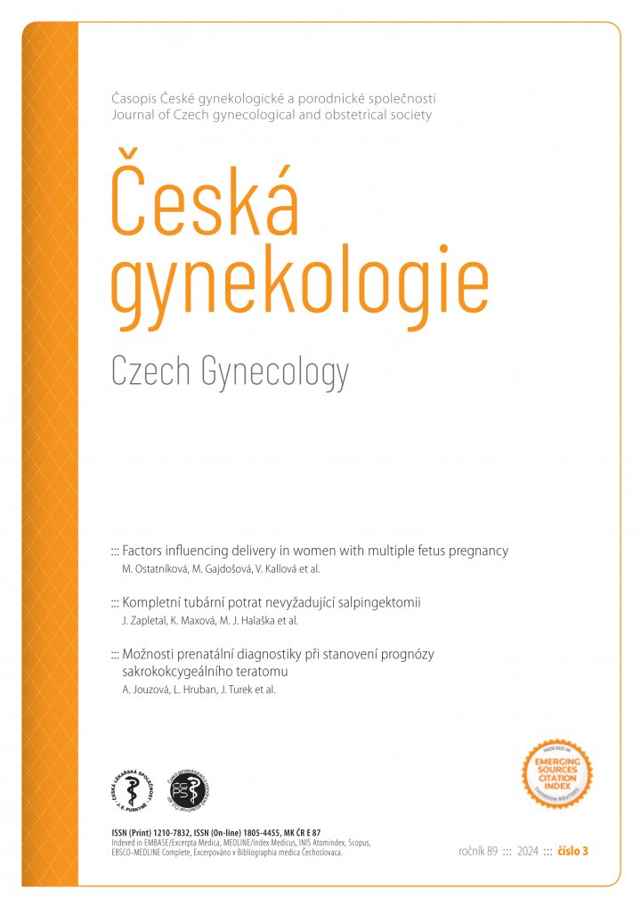 titulní strana časopisu Česká gynekologie  a jeho předplatné