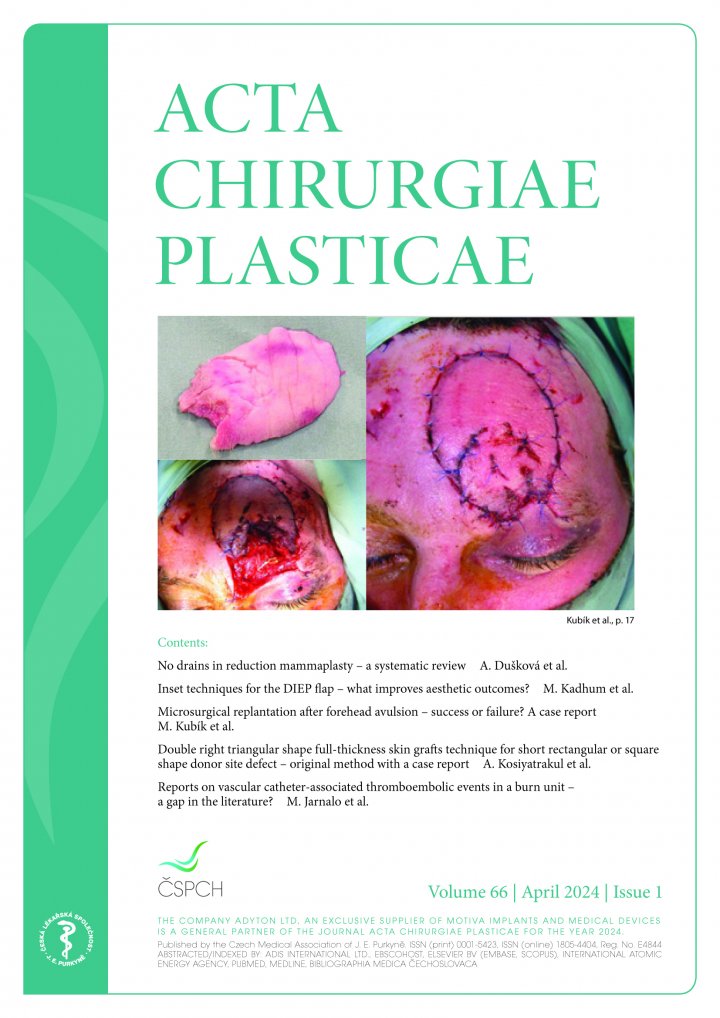 titulní strana časopisu Acta Chirurgia Plasticae a jeho předplatné