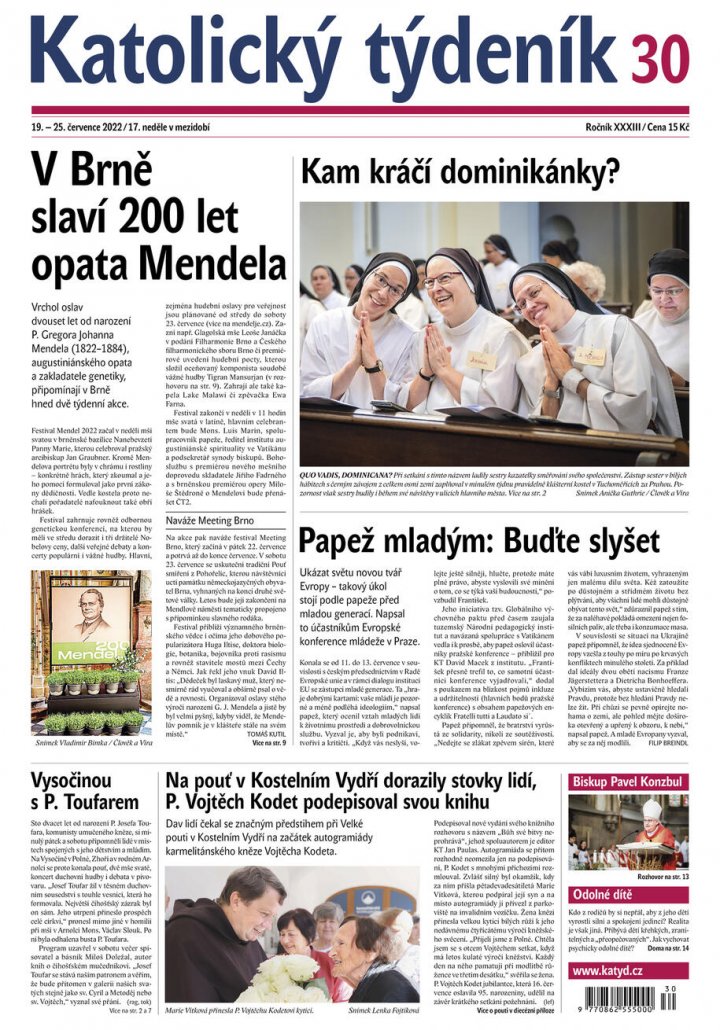 titulní strana časopisu Katolický týdeník a jeho předplatné