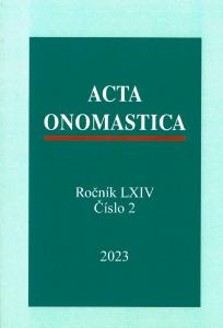 obálka časopisu Acta onomastica