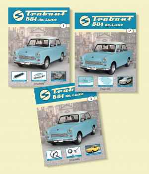 V balíčku obdržíte Trabant 601 de Luxe čísla 1, 2 a zdarma číslo 3.