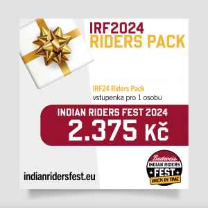  Voucher na vstupenku Riders Pack na Indian Riders Fest 2024 v hodnotě 2375 Kč.  
 Za voucher dostanete od organizátorů v rámci Riders Packu třídenní vstupenku na Indian Riders Fest 2024 a navíc tričko IRF24 Official Indian Motorcycle Limited Edition, nášivku, značkovou tašku a další merch největšího srazu majitelů motocyklů Indian. To vše v hodnotě 2375 Kč!
 