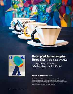 K ročnímu předplatnému za 1290 Kč získáte espresso šálek od Modernisty v hodnotě 1 480 Kč. Nabídka platí do vyčerpání zásob!