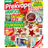 Předplaťte si časopis Překvapení na 3 měsíce 
 za akční cenu  
a získáte speciál Překvapení 7/2025 – Vánoce v hodnotě 36,90 Kč.
  

 Speciál Překvapení – 7/2025 – Vánoce  
Na Vánoce nikdy není brzo, a proto už v říjnu vychází speciál VÁNOCE PŘEKVAPENÍ! 🙂  
Na co všechno se můžete těšit a co vás v novém vánočním speciálu čeká? 
RECEPTY na HVĚZDNÉ TRIO – vanilkové linecké hvězdičky, oříškové a skořicové hvězdičky, KOKOSOVÉ válečky a rozpuky, 
ČOKOLÁDOVÉ rohlíčky, griotkové kouličky, kolečka s vaječným likérem, pomerančové medovníčky a další sladké kousky... 
Pusťte domů vločky  - nápady na dekorace z papíru, korálků, kolíčků, provázků a PRO ŠIKOVNÉ RUCE také populární QUILLING. 
Vyrobte si originální ADVENTNÍ VĚNCE z květináčů, tácků anebo plyšáků. 
Silvestrovské občerstvení, které stačí POKRÁJET A ZOBAT. 
Tipy na vlastnoručně vyrobené JEDLÉ A KŘUPAVÉ DÁRKY 
A hlavně pestré luštění, zábavné kvízy, SUDOKU a SENZAČNÍ VÝHRY! 
Speciál vychází v úterý 14. října 2025. 
56 stran za 36,90 Kč (anebo v balíčku s Překvapením č. 42) za 49,90 Kč




  
Cena zahrnuje poštovné a balné.
  

Neváhejte a objednávejte ihned. Nabídka platí jen do vyčerpání zásob dárků. 
Dárky vám rezervujeme dva týdny od objednání předplatného (do té doby je třeba předplatné uhradit). 
Dárky zasíláme do 30 dnů od zaplacení na adresu plátce prostřednictvím České pošty. 
Nabídka platí pouze pro předplatné doručované do České republiky.


  
Předplatné je na 3 měsíce.

  
 Elektronická verze  časopisu je k tištěné verzi zcela  ZDARMA .
 
Registrujte se na  www.Mojepredplatne.cz  a čtěte svůj oblíbený titul až na 4 zařízeních v E-KNIHOVNĚ.