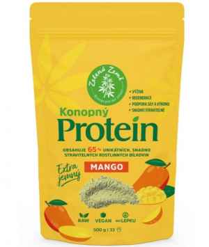 
 Konopný protein s příchutí manga 
 Zdravá novinka od Zelené Země 
Extra jemný protein, který je mletý speciálním způsobem pro perfektní rozpustnost. Obsahuje 65 procent vysoce kvalitních rostlinných bílkovin. Stačí přidat do smoothie, kaše, jogurtu nebo vody a dodáte tělu energii, regeneraci i každodenní vitalitu. Běžná cena samotného proteinu je 499 Kč.